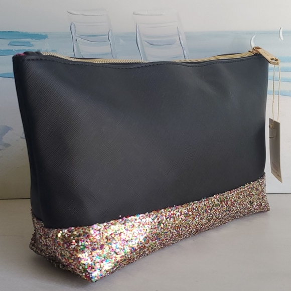 Trina Turk Cosmetic Purse Black Multi Glitter Bag - Picture 5 of 9